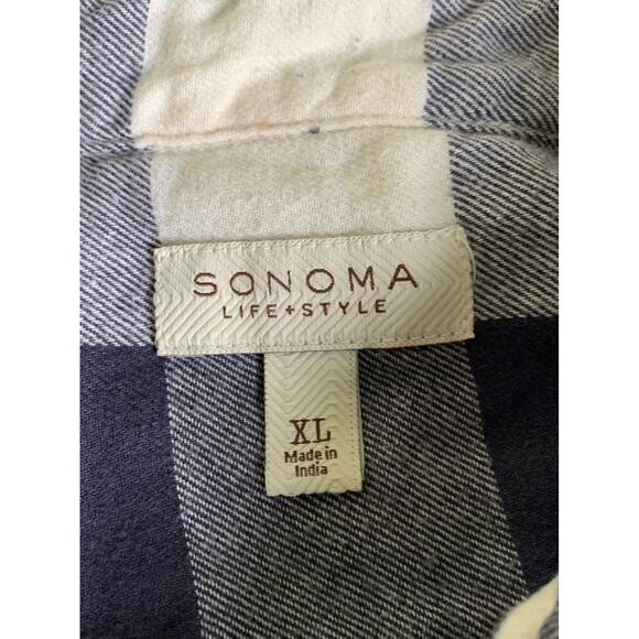 Sonoma Flannel Button Up Shirt Men's XL Long Sleeve Multicolor Check Cotton - Picture 3 of 10